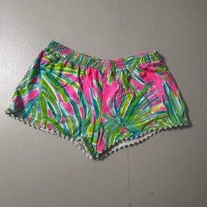 Lilly Pulitzer Pink and Green Leaf Print Girls Shorts